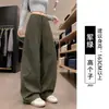 Pantalones marrones de mujer con dobladillo curvo 2026 nuevo otoño holgados deportivos casual versátiles mezclilla ropa de trabajo pantalones de pierna ancha A13761
