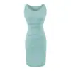 Vestido plisado de corte ajustado con escote en U estilo francés para mujer, entallado a la cintura, elegante, sin mangas, con un diseño puro y seductor, falda ajustada al cuerpo
