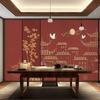 Tela de Fondo de Pared de TV Estilo Chino Nuevo Sala de Estar Estudio Sofá Dormitorio Papel Tapiz Sala de Té Mural Tridimensional Pabellón Caballero Bambú