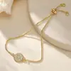 Pulsera Geométrica de Ornamentos de Cobre Chapado en Oro de 18K Incrustada con Circonita, Estilo Retro Simple Transfronterizo Aogu, Joyería de Mano de Personalidad de Nicho para Mujer, Nueva
