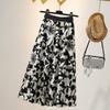 Falda de verano con estampado de tinta vintage para mujer, de talla grande, con cintura alta y regordeta, para adelgazar, para retirar del centro comercial