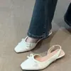 Diseño elegante, sandalias de mujer con lazo, 2026 verano, zapatos planos Mary Jane de punta cuadrada de estilo francés, de nicho, para uso diario