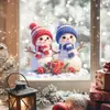 BRUP Textura de Felpa Muñeco de Nieve Ventana Adhesivo Estático Dormitorio Tienda Atmósfera Navideña Pegatina Decorativa HS-JD5773C