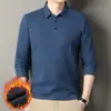 Nueva Camiseta de Manga Larga Cálida con Felpa de Otoño/Invierno para Hombre, Camiseta Polo de Cuello Solapa, Top Base para Adultos