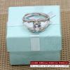 Anillo de Diamantes de Imitación Europeo y Americano Transfronterizo Color Platino Apertura Ajustable Anillo de Pareja Anillo de Bodas de Diamantes de Lujo Ligero para Hombre y Mujer