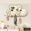 Prateleira de Armazenamento com Painel Perfurado Tema Panda com Ganchos para Chaves para Hall de Entrada, Armazenamento de Parede para Quarto e Cabideiro