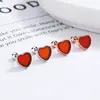 Clavo de Oreja de Hilo de Ágata Roja para Mujer Plata de Ley 925 Nuevo 2022 Forma de Corazón Clavo de Hélice de Oreja Joyería de Oreja Simple Versátil