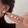 Brincos de Tarraxa com Pérola Champagne em Prata S999 Moda Luxo Leve Nicho Brincos 2026 Novo Estilo Quente Presilhas de Orelha Acessórios de Orelha