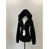 Jaqueta feminina slim fit para primavera e outono de 2026, novo estilo outono, com capuz, acinturada, ombro normal, top de yoga feminino, cardigã, marca Jimo