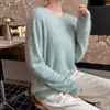Nuevo suéter de lana pura cepillada de punto suelto, sin costuras, cuello redondo, para mujer, otoño e invierno 2026