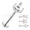 Base de copa de tres puntas de aleación de titanio F136 con incrustación redonda de ópalo, accesorio de joyería para piercing con base de punta de titanio G23