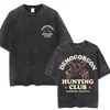 Camiseta Lavada Retro Eddie Munson Camiseta de Monstruo Demogorgon Caníbal Camiseta Oversize para Hombre