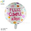 Globo de aluminio redondo de 18 pulgadas en español feliz cumpleaños globo de dibujos animados decoración para fiesta de cumpleaños de bebé
