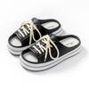 Sandalias casuales de verano para niñas con tiras y suela gruesa de EVA estilo universitario, estilo informal, de lona imitada, famosas en Internet.