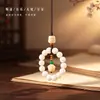 Cordón Retro Estilo Zen para Teléfono Móvil, Colgante Antiguo de Juego, Gato Quemado con Carbón, Accesorio Personal, Cuentas Redondas de Bodhi Blancas, Torcido a Mano, Llavero