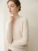 Suéter de cachemira 100% pura para mujer para otoño e invierno, con tejido de punto de doble hebra de siete agujas, diseño engrosado, cuello semi-alto y estilo de manga raglán