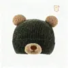 Gorro de Lana de Oso de Dibujos Animados para Mujer en Otoño e Invierno Gorro de Punto Grueso Cálido Gorro Lindo a Prueba de Frío con Protección para las Orejas Gorro de Tejer