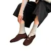 Estilo retrô de nicho! Sapatos femininos planos estilo balé com elástico coreano para outono e inverno, sapatos Mary Jane simples de couro
