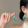 Pendientes de Borla con Diamantes Brillantes Estilo Bosque de Pinos Verdes y Agua Corriente Estilo de Corte para Mujer, Modernos, Lujo Ligero, Sensación de Alta Gama, Verde Degradado