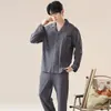 Pijama de Primavera y Otoño para Hombre, Algodón de Manga Larga, Talla Grande, Holgado y Suave, Conjunto de Ropa para el Hogar de Primavera y Otoño que se Puede Usar Afuera