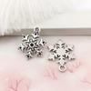 1 Pingente de Pulseira Floco de Neve de Natal Prata do Tibete Acessórios de Joias de Liga DIY Pingente de Pulseira com Contas Floco de Neve Hexagonal