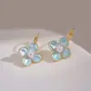 Pendientes de flor azul de diseño único pendientes de pintura de lujo ligero estilo francés de alta calidad pendientes de moda nuevos 2023