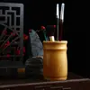 Direto da Origem Porta-Canetas de Bambu Natural e Madeira Balde Redondo Retrô para Canetas Estilo Chinês Decoração de Escritório Estudo Caixa de Armazenamento