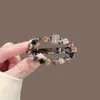 Pinza para el pelo de diamante de nuevo color japonesa y coreana, pinza de resorte redonda de alto temperamento para mujer, pinza horizontal para la parte trasera de la cabeza, pinza para cola de caballo, accesorios para el cabello