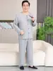 Pijama de algodón y seda de manga larga para hombre de verano, conjunto de ropa para el hogar para ancianos, holgado y ligero, cárdigan tipo abuelo para usar al aire libre