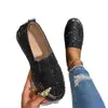 Zapatos Perezosos de Suela Gruesa sin Cordones Nuevos de Primavera y Otoño Transfronterizos, Zapatos Casuales de Comercio Exterior con Lentejuelas y Pedrería para Mujer de Talla Grande