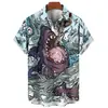 AliExpress Amazon comercio exterior transfronterizo Nueva camisa casual de hombre de talla grande, ajustada, a la moda, con estampado 3D, de manga corta para hombre