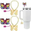 (2+2) Cubierta de Popote de Flor para Accesorios de Taza Stanley 10 mm Silicona Reutilizable