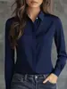 As Camisas Femininas Versáteis de Manga Longa, Alta Elasticidade, Resistentes a Amassados, Cor Sólida, Primavera e Outono, Mais Vendidas na Europa e América da Amazon Estão Disponíveis para Atacado