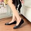 Zapatos Planos Franceses con Hebilla de Pedrería para Mujer, Suela Suave, Cómodos, Gama Alta, Punta Cuadrada, Tacón Bajo, Zapatos de Altura Interior para Mujer, Para Viajar al Trabajo
