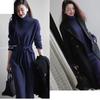 Vestido de gola alta rendilhado novo da Coreia do Sul roupa feminina Vestido francês simples all-match retro outono e inverno de baixo vestir vestido de uso interno