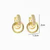 Pendientes Elegantes Coreanos Transfronterizos para Mujer Aguja de Plata S925 No se Desvanecen Doble Círculo Geométricos Estilo Simple Elegante