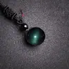 [com Certificado] Colar de Obsidiana Natural Contas de Transferência Pingente de Obsidiana Olho Dupla Cor Acessórios de Joias Presentes
