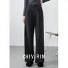 Calça de Terno Reta Cinza Fumaça para Mulheres, Nova Coleção Outono/Inverno 2026, Cintura Alta, Modelagem Slimming Solta, Calça Longa com Caimento Fluido, Calça Casual