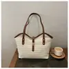 Bolsa Tote de Grande Capacidade Nova Casual para o Trabalho Férias na Praia Bolsa de Ombro Estilo Coreano Tecida Moda Versátil Bolsa de Ombro Único