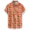 Camisa Informal de Manga Corta Suelta y Moderna para Hombre con Estampado de Corazón Estilo Nuevo Transfronterizo para el Día de San Valentín Sin Bolsillos