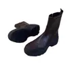 Botas Martin de Suela Gruesa con Cremallera Lateral Otoño/Invierno 2026 para Mujer, Botas Ajustadas Elásticas Negras, Botines Antideslizantes para Motocicleta que Aumentan la Altura para Mujer