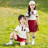 Uniforme Escolar para Alunos do Ensino Fundamental Roupas de Verão Jardim de Infância Roupas de Jardim Conjunto de Duas Peças Novo Roupas de Classe para Meninos e Meninas Traje de Performance para o Dia das Crianças