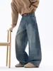 Jeans rectos de moda estilo americano para hombre, nuevo modelo 2026, pantalones anchos casuales versátiles de corte limpio y holgado
