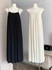 Vestido de tirantes plisado personalizado para mujer, Primavera 2026, Vestido elegante de alta gama, de corte holgado, estilo francés, de lujo ligero, color liso, largo