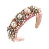 Diadema Heming Moda Europea y Americana Resistente Perla Vidrio Diamante Diadema de Alta Calidad Franela de Ala Ancha Alto Cráneo Accesorios para el Cabello