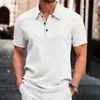 Camisa Polo Lisa Estilo Americano de Seda Gelada para Homens Musculosos, Corte Slim, Manga Curta Elástica, Gola Polo Reversível, Camiseta de Trabalho, Camisa Polo Justa