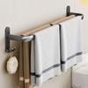Gris plomo Toallero sin perforaciones Espacio de aluminio espacial Lujoso ligero Colgador Estante de baño Inodoro Barra toallera de doble polo