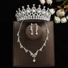 Coroa elegante de noiva Mori Super fada cocar conjunto de três peças novo colar acessórios de casamento brincos de aniversário casamento mulheres