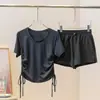 Traje deportivo para mujer, verano, nuevo, para bádminton, seda de hielo, running, fitness, de manga corta, secado rápido, fino, para correr por la mañana, traje de yoga