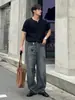 Camiseta de Waffle con Cuello Henry MYQ para Hombre, Top Versátil de Manga Corta de Verano Holgado, Atuendo Estilo Coreano para Ir al Trabajo y Look de Esposo